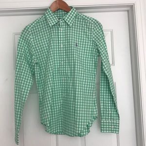 Green plaid Polo button down